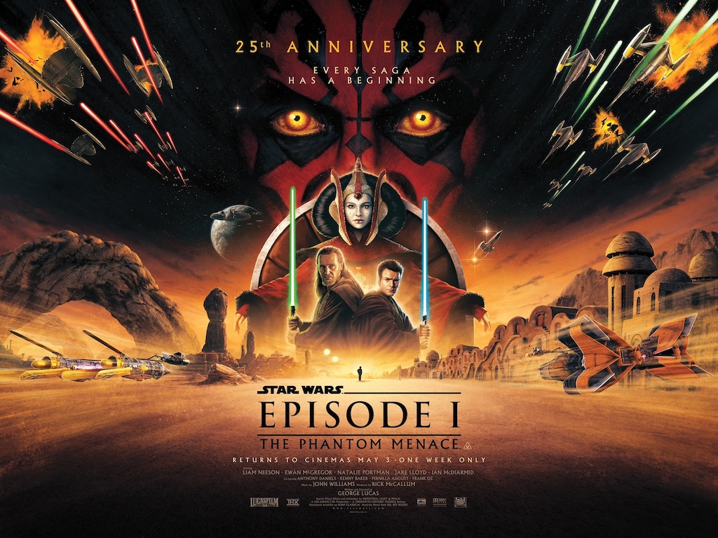 STAR WARS EPISODE ONE - THE PHANTOM MENACE 25th anniversary original movie quad poster