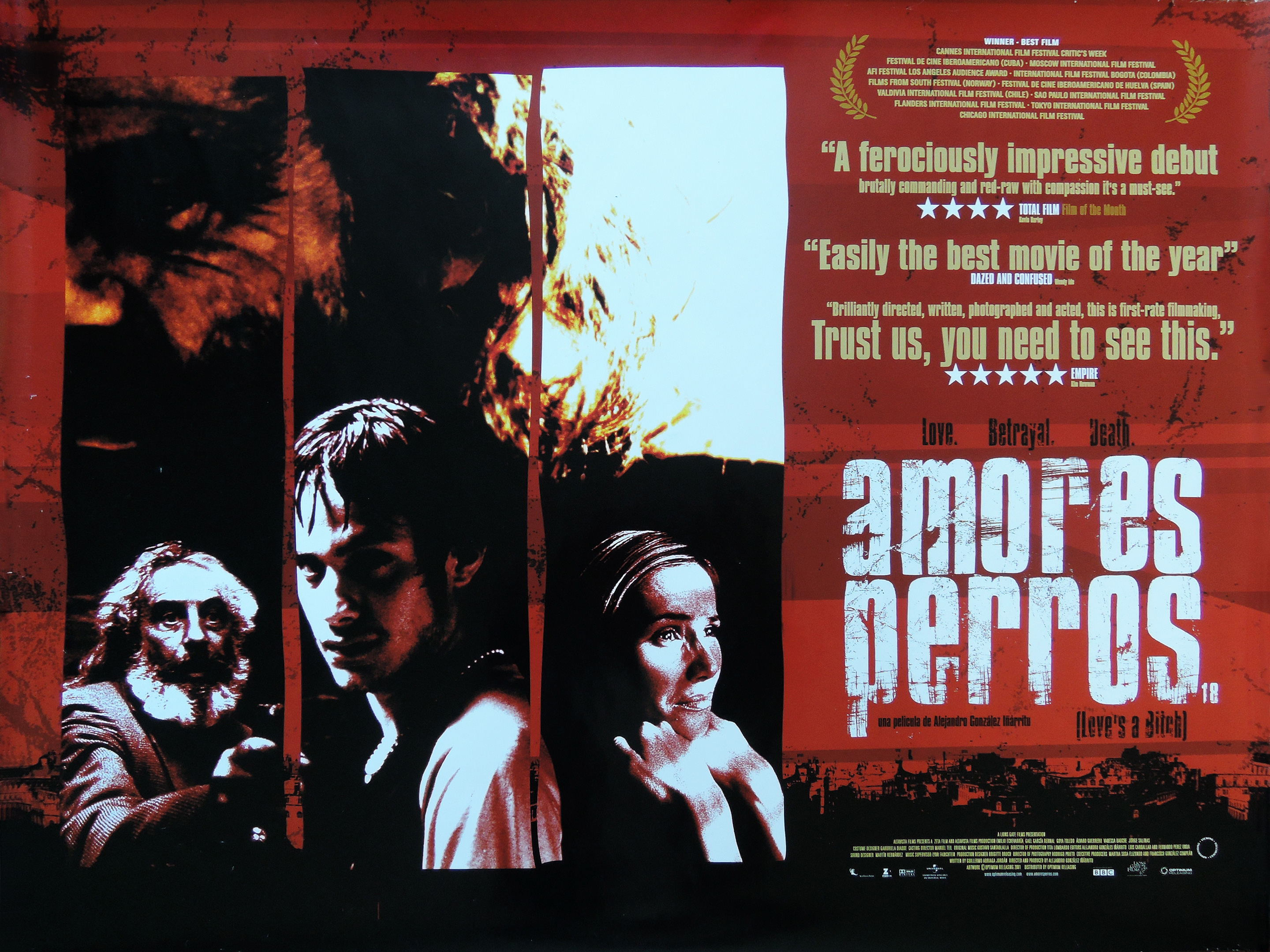 Amores Perros movie quad poster