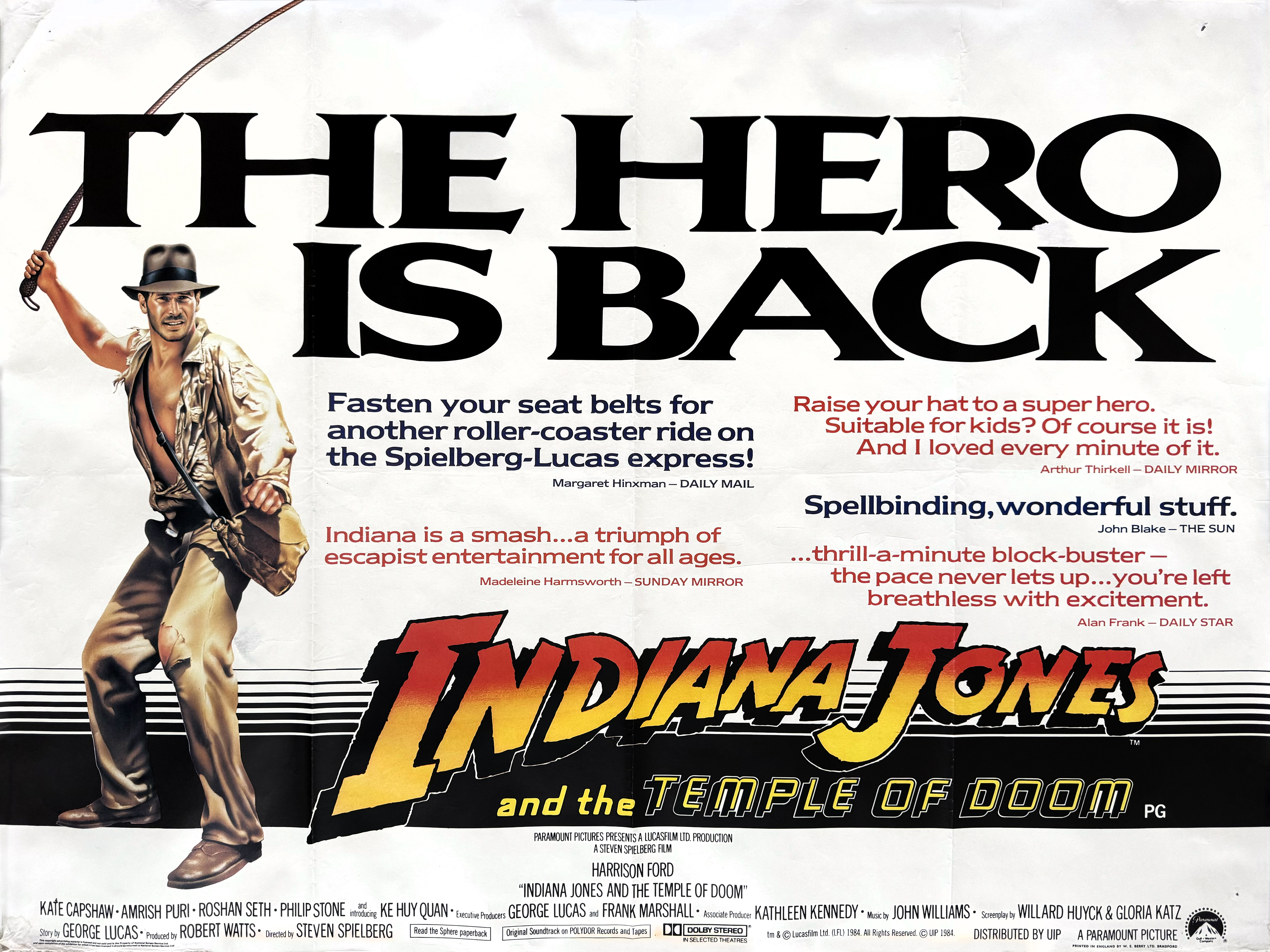  Indiana Jones & The Temple Of Doom movie quad poster