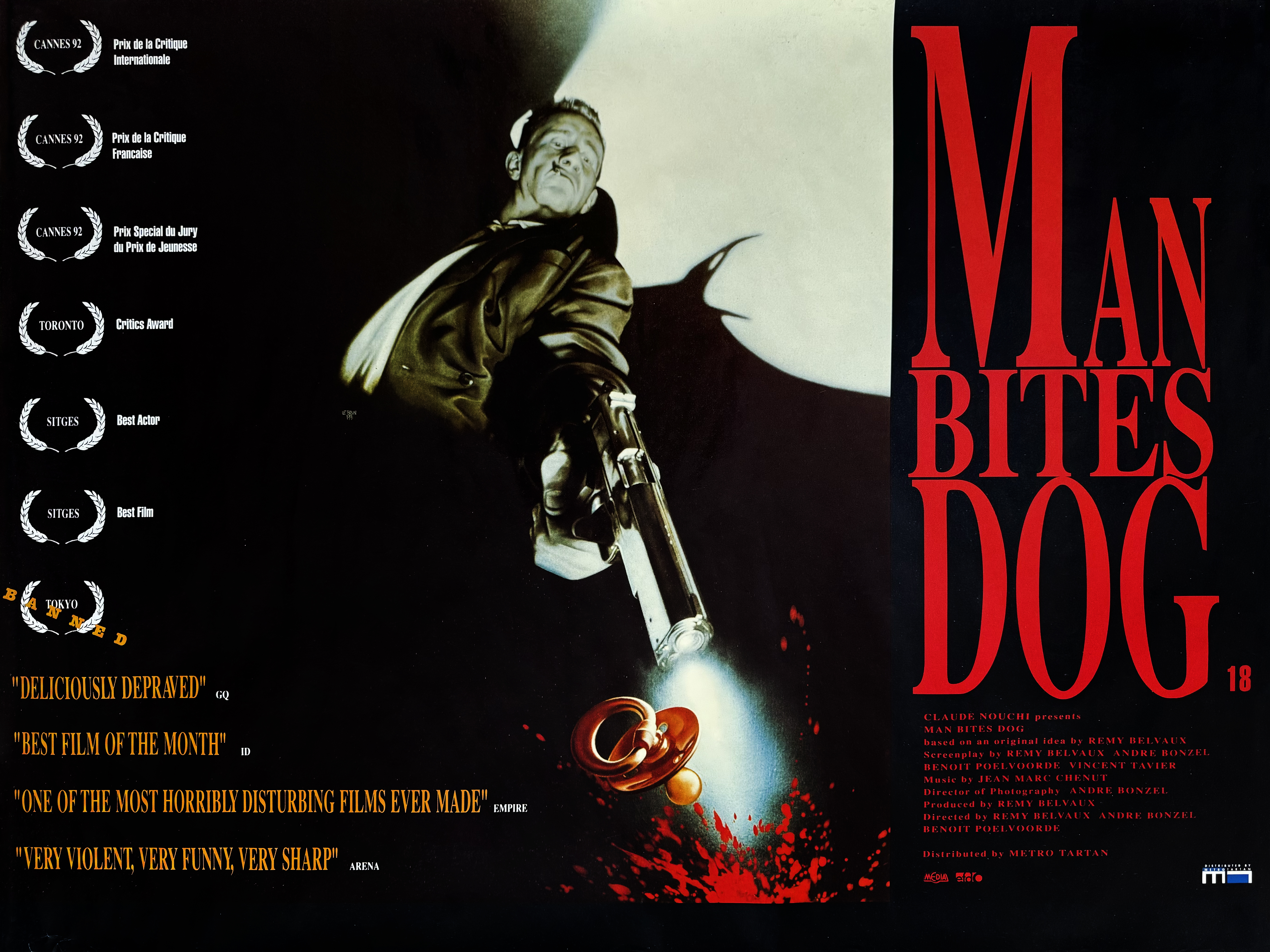 Man Bites Dog movie quad poster