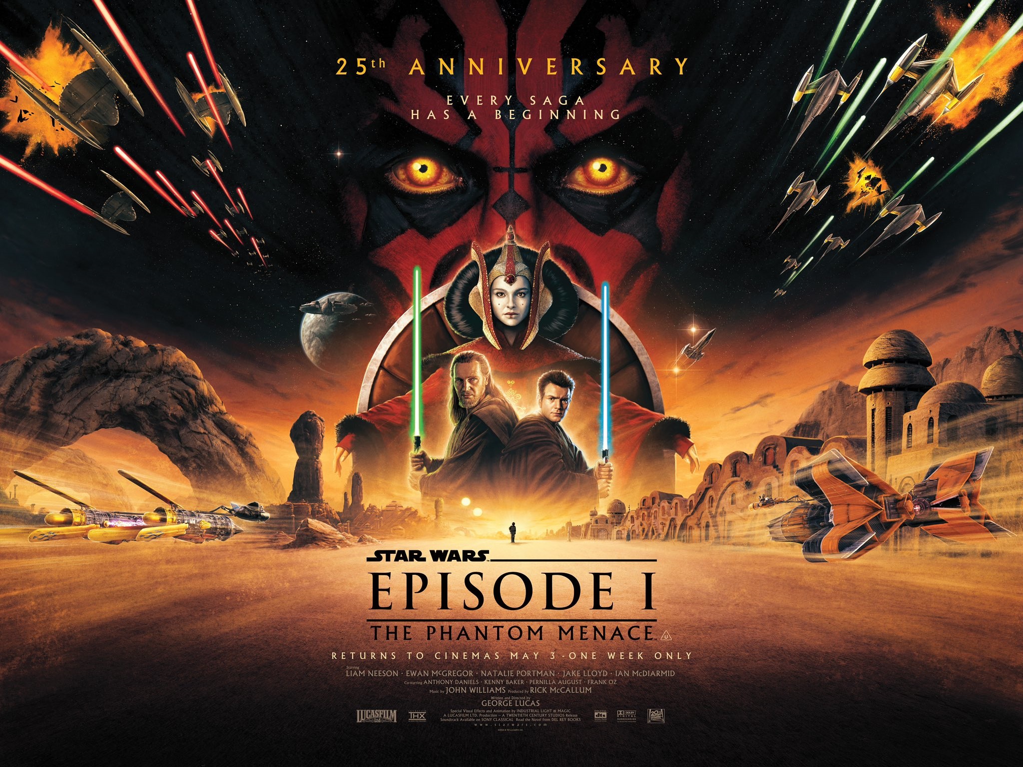 STAR WARS EPISODE ONE - THE PHANTOM MENACE 25th anniversary movie quad poster