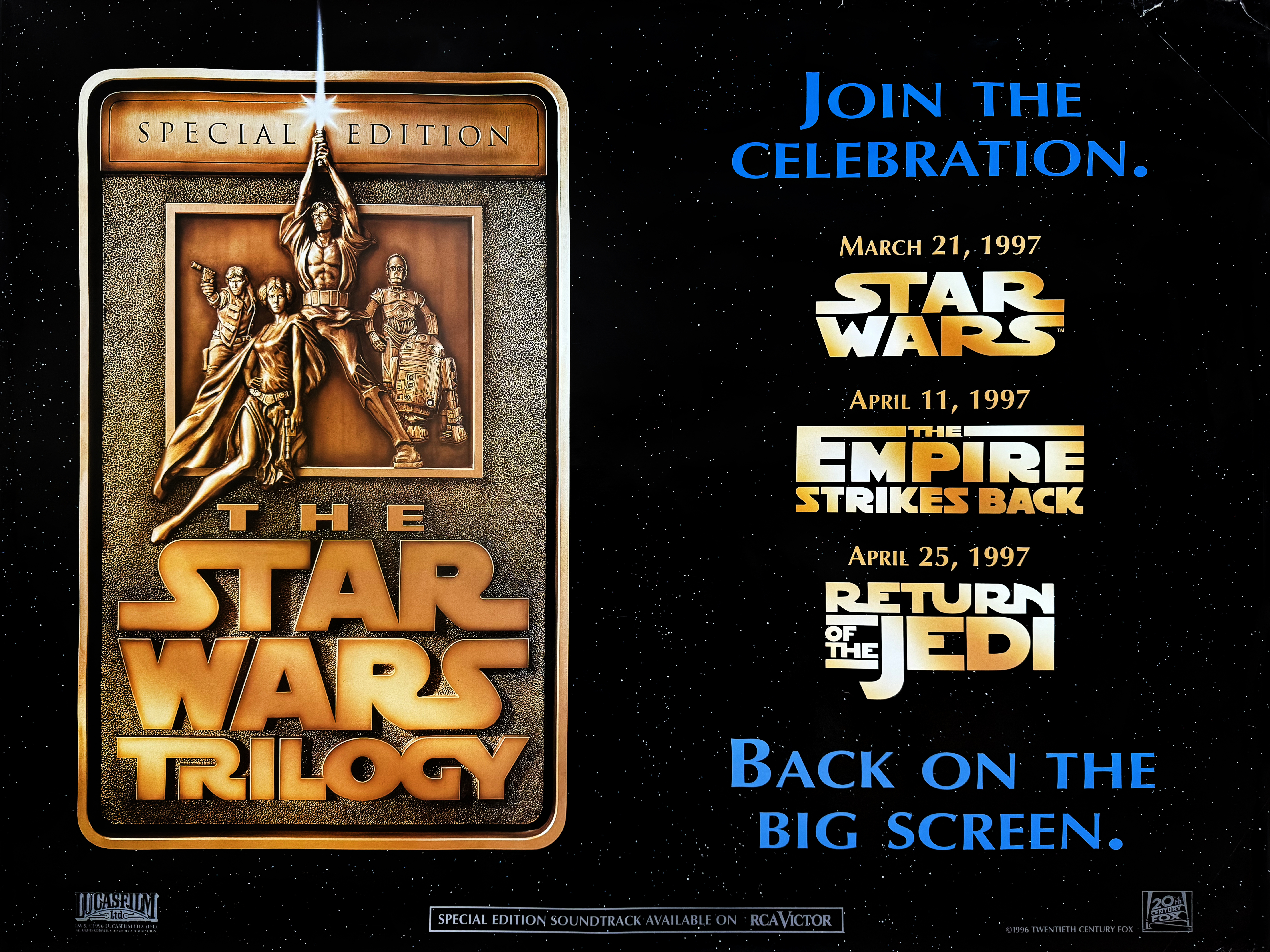  Star Wars trilogy special edition movie quad poster
