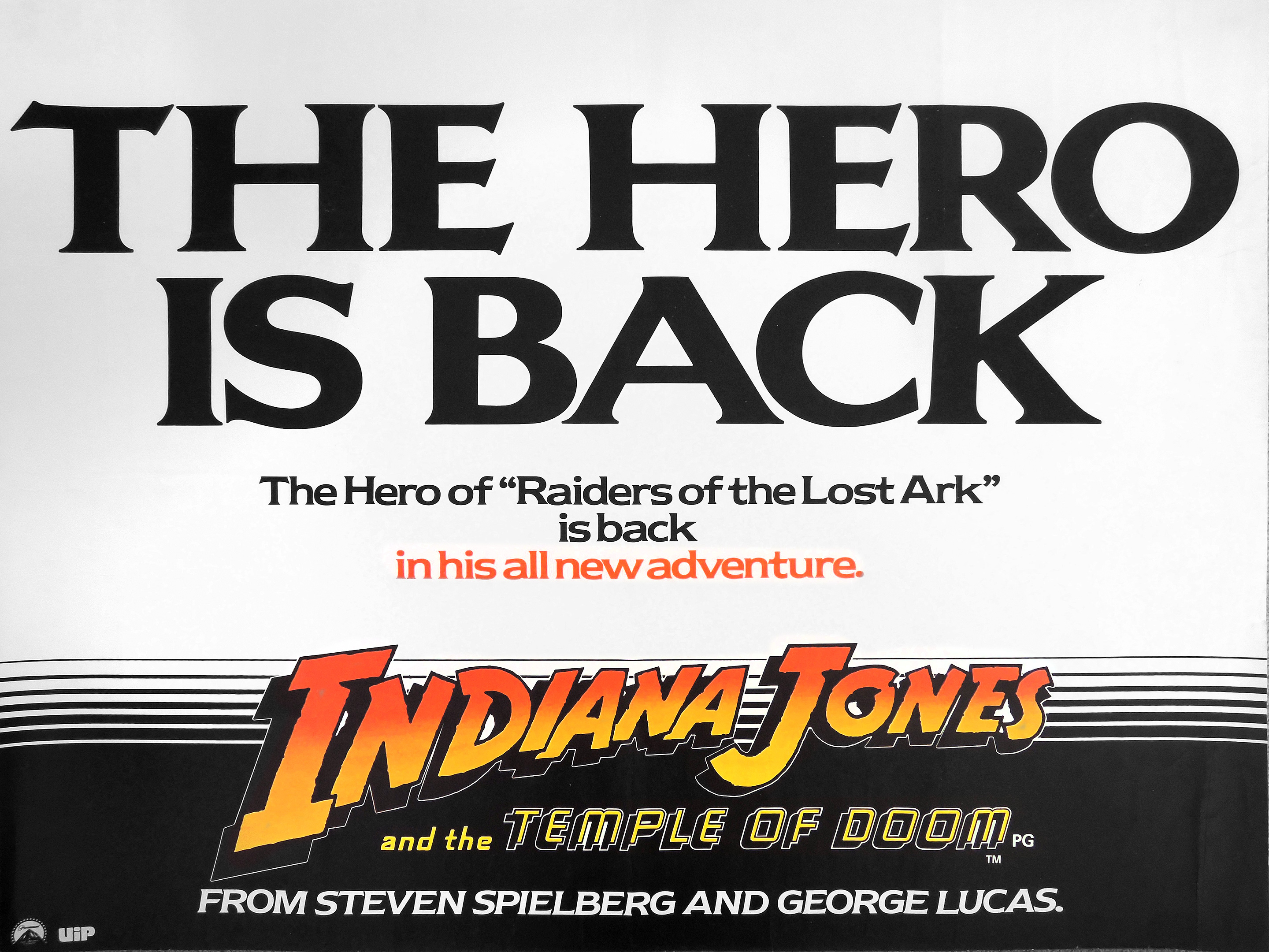  Indiana Jones & The Temple Of Doom advance movie quad poster